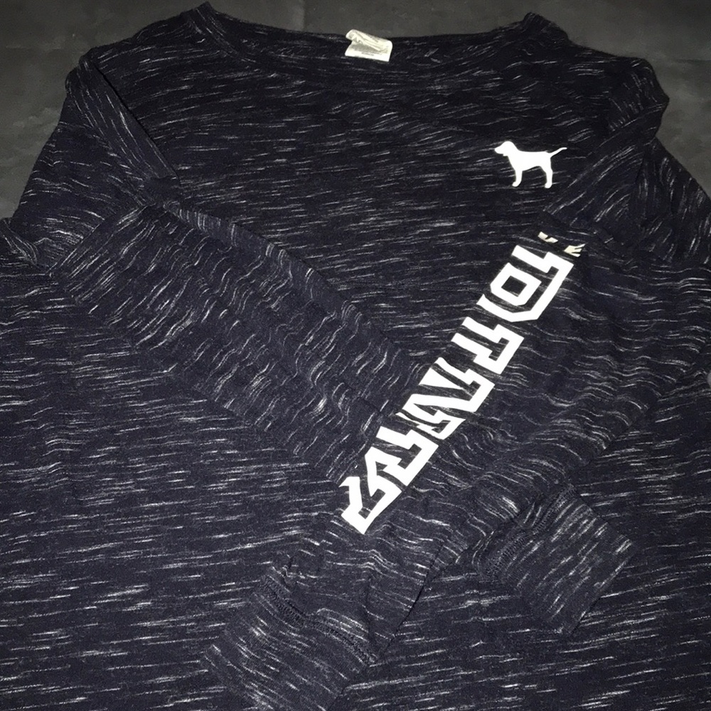 Blue Marled LS tee VS PINK